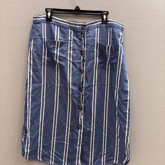 Marine Layer Skirt Size 12 Blue Striped Midi Skirt Comfy Outdoor - Picture 2 of 6